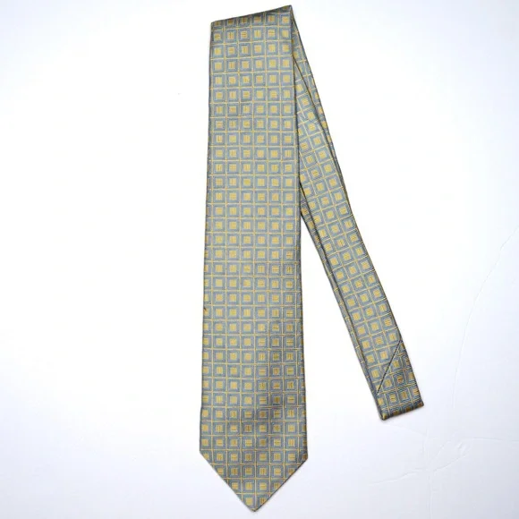 Brooks Brothers Pure Silk Gold and Blue Geometric Woven Necktie, EUC - Picture 6 of 6